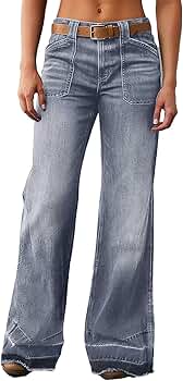 MEER♡ STRAIGHT SOFT WIDE DENIM Flamingals Wide Straight Leg Mid Rise Baggy Pocket Denim